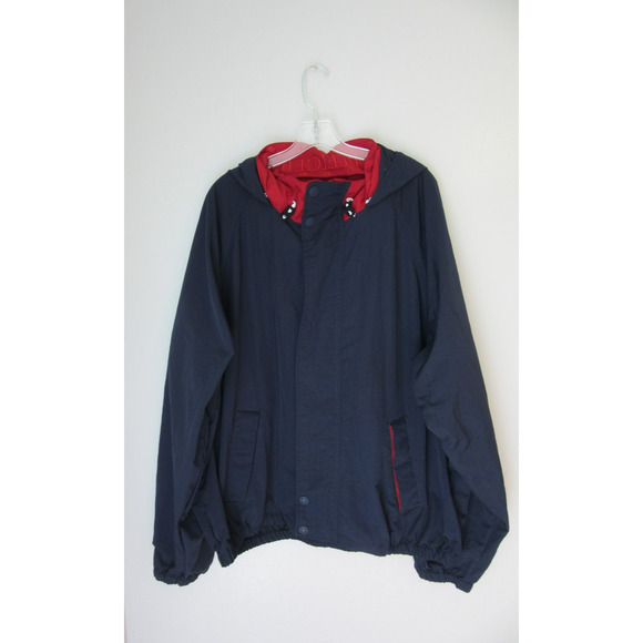 TOMMY HILFIGER Blue Yacht Boating XXL Windbreaker Hoodie Snap & Zip Jacket - Picture 1 of 7